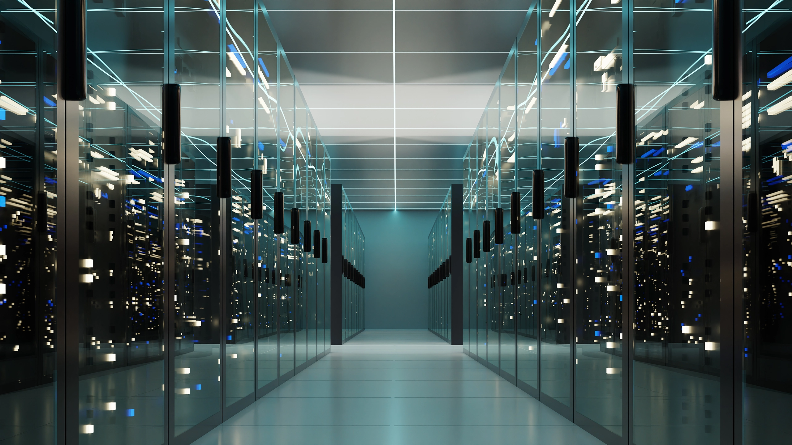 Data processing and storage center, server room.