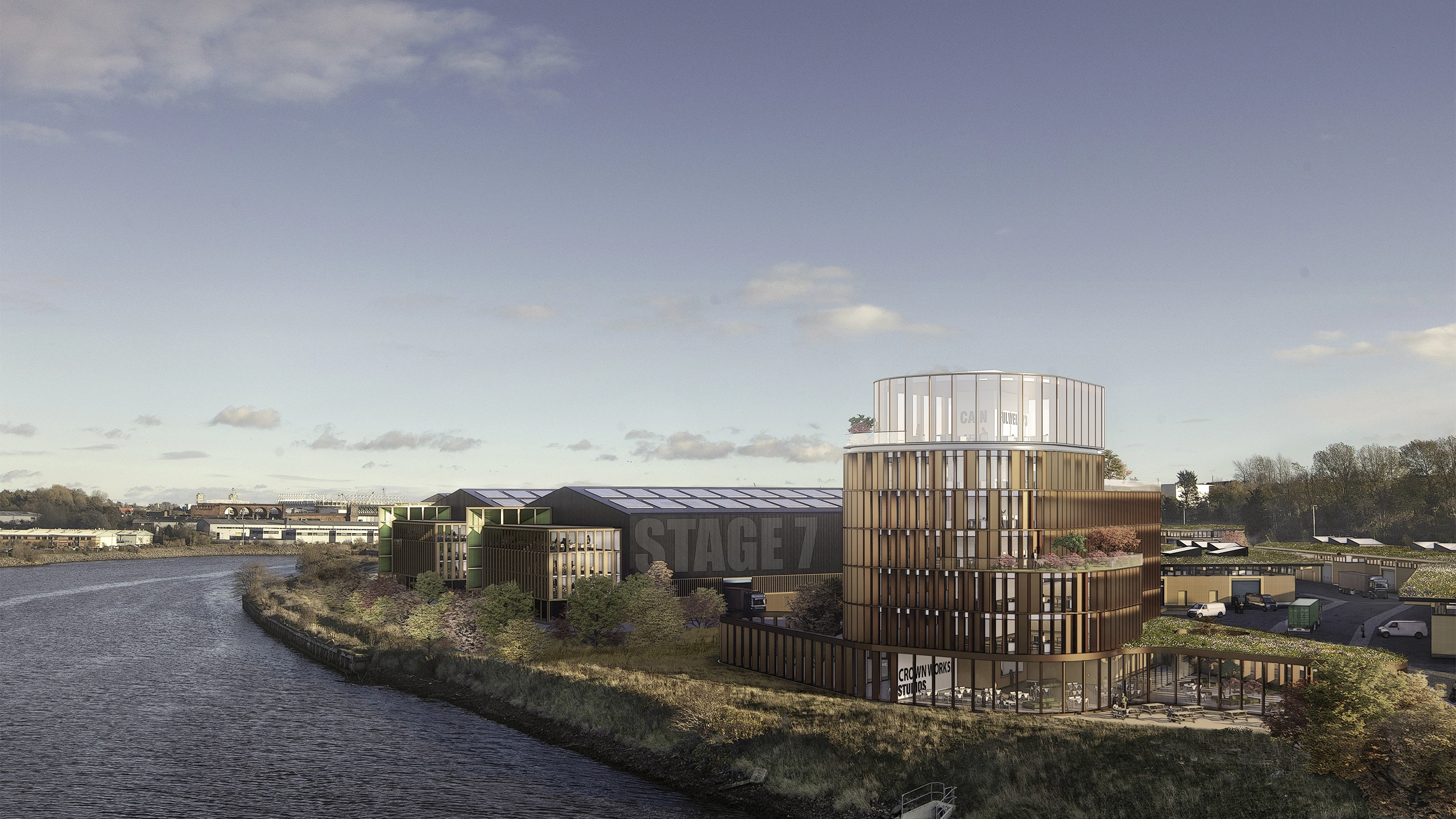 Aerial shot of film studio