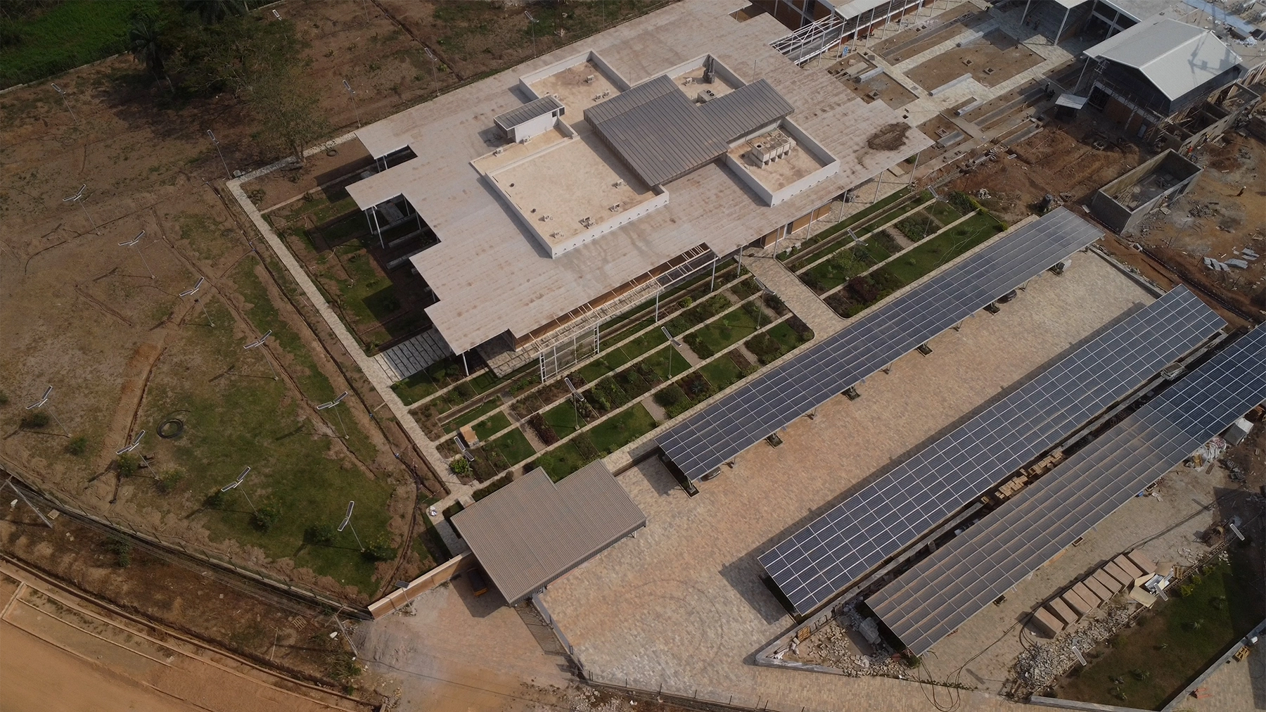 Aerial view of a building under construction